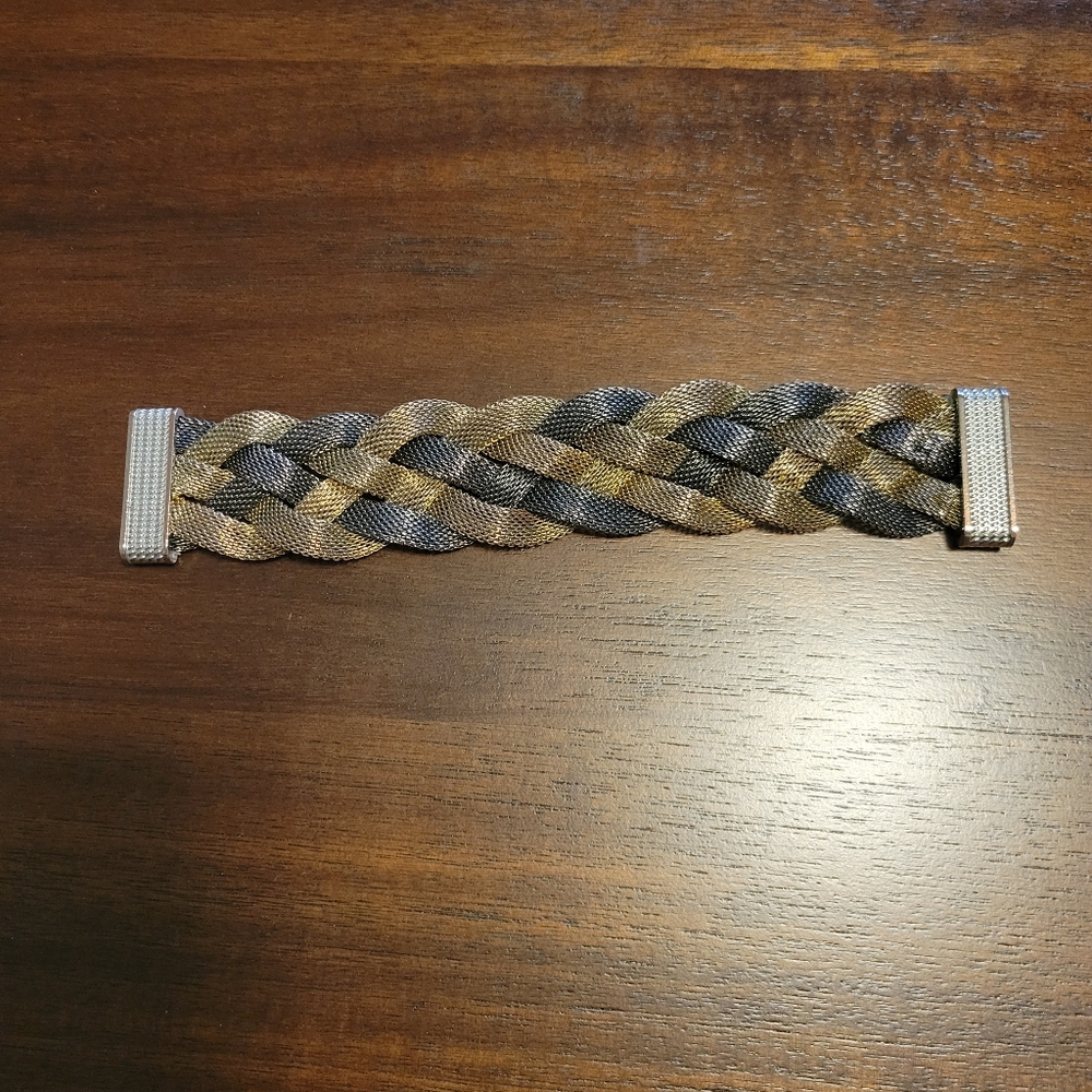 Braided Metal Gold and Black Bracelet